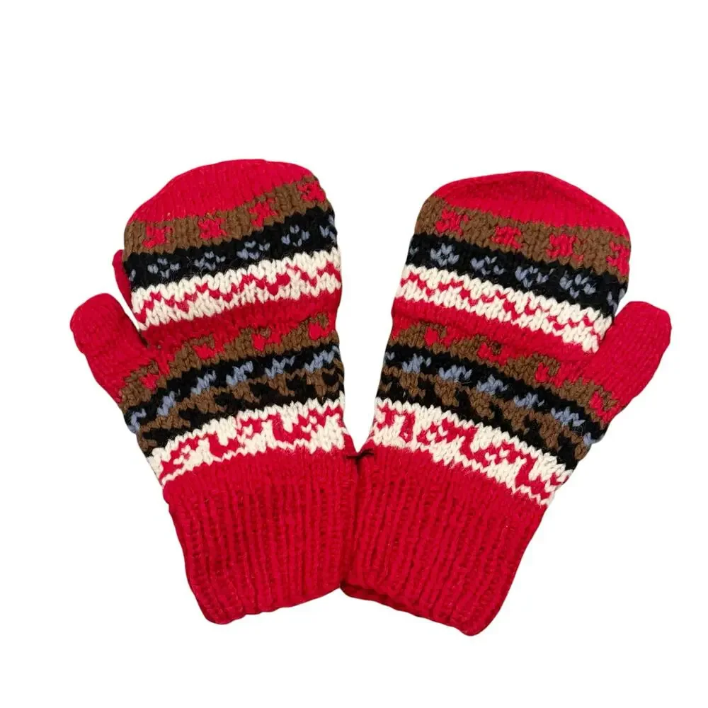 Vintage Women's Snowcap Hooded Mitten Glove Red/White One Size NWT